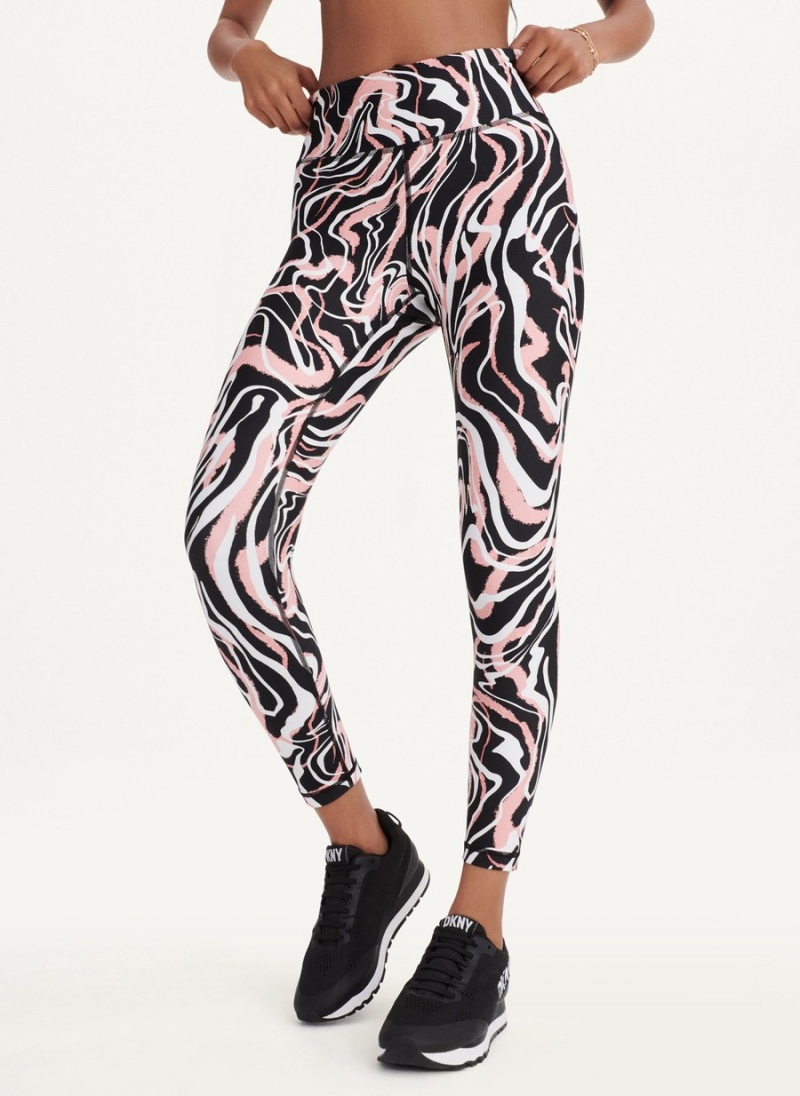 Women's Dkny Marble Swirl Print High Waist Leggings Black | U0456326