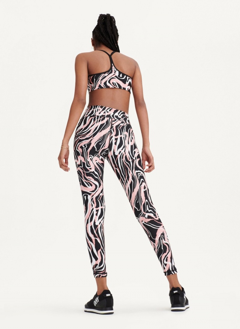 Women's Dkny Marble Swirl Print High Waist Leggings Black | U0456326