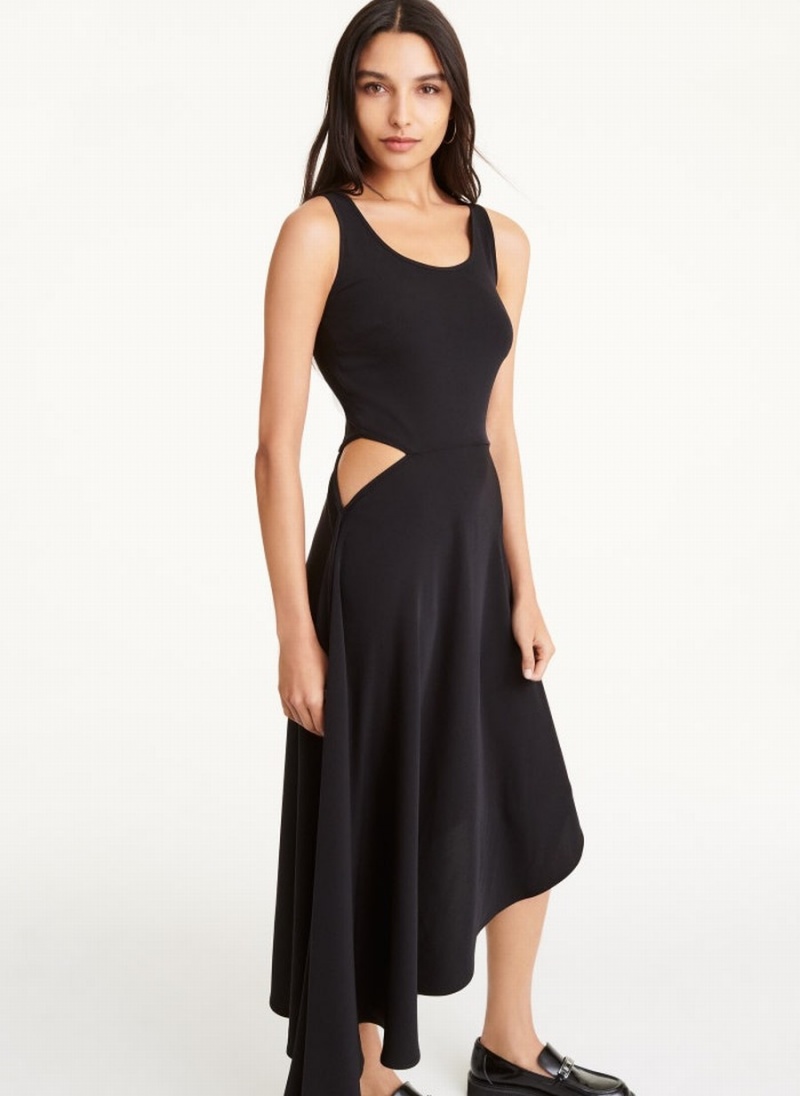 Women's Dkny Maxi Asymmetrical Dress Black | G7957037