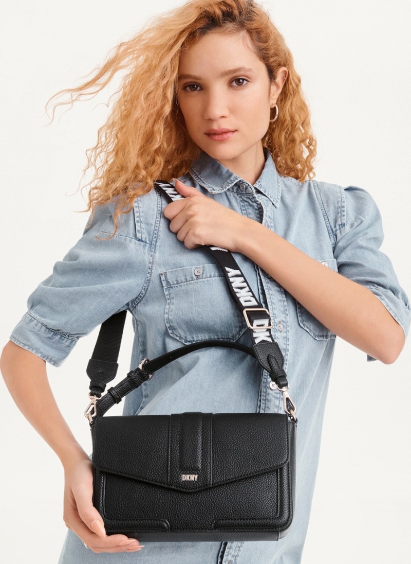 Women's Dkny Maxxe Shoulder Flap Crossbody Bags Black | X2007373