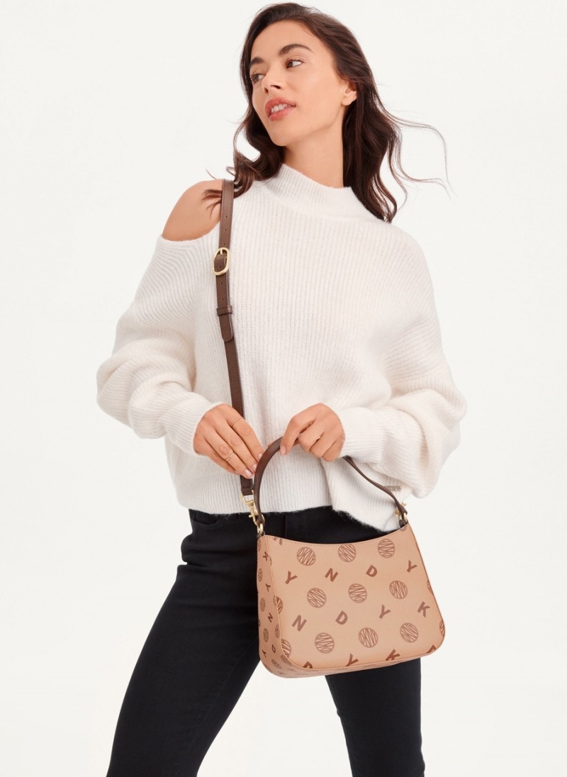 Women's Dkny Medium Shoulder Bags Beige | L7579334