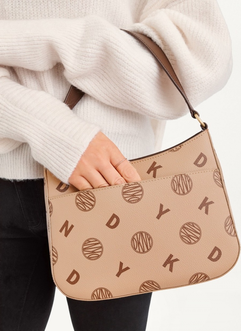 Women's Dkny Medium Shoulder Bags Beige | L7579334