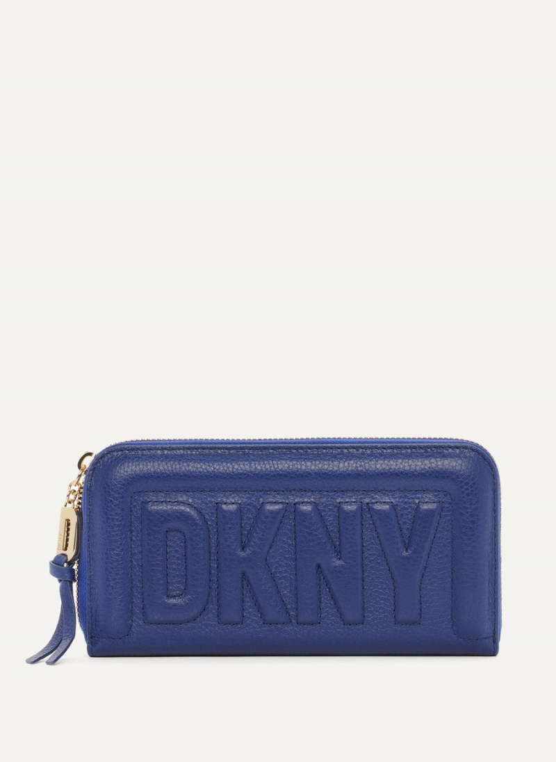 Women\'s Dkny Metro Continental Zip Around Wallets Blue | Y3076819