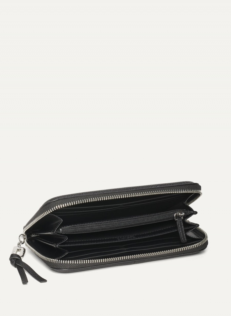 Women's Dkny Metro Continental Zip Around Wallets Black | Y9508379