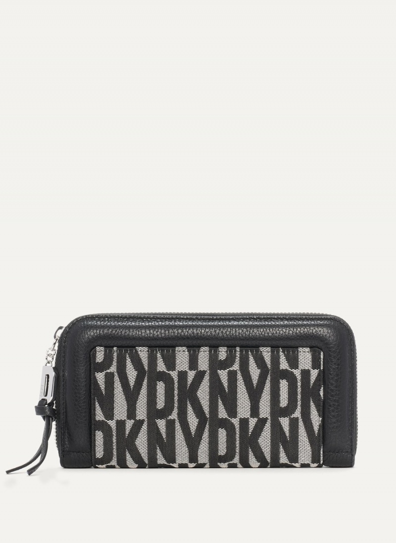 Women\'s Dkny Metro Continental Zip Around Wallets Black | Y9508379