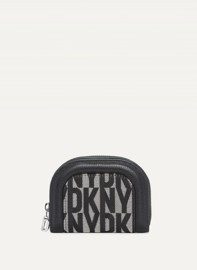 Women's Dkny Metro Half Zip Around Wallets Black | R8135529