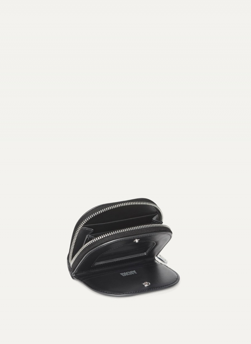 Women's Dkny Metro Half Zip Around Wallets Black | R8135529