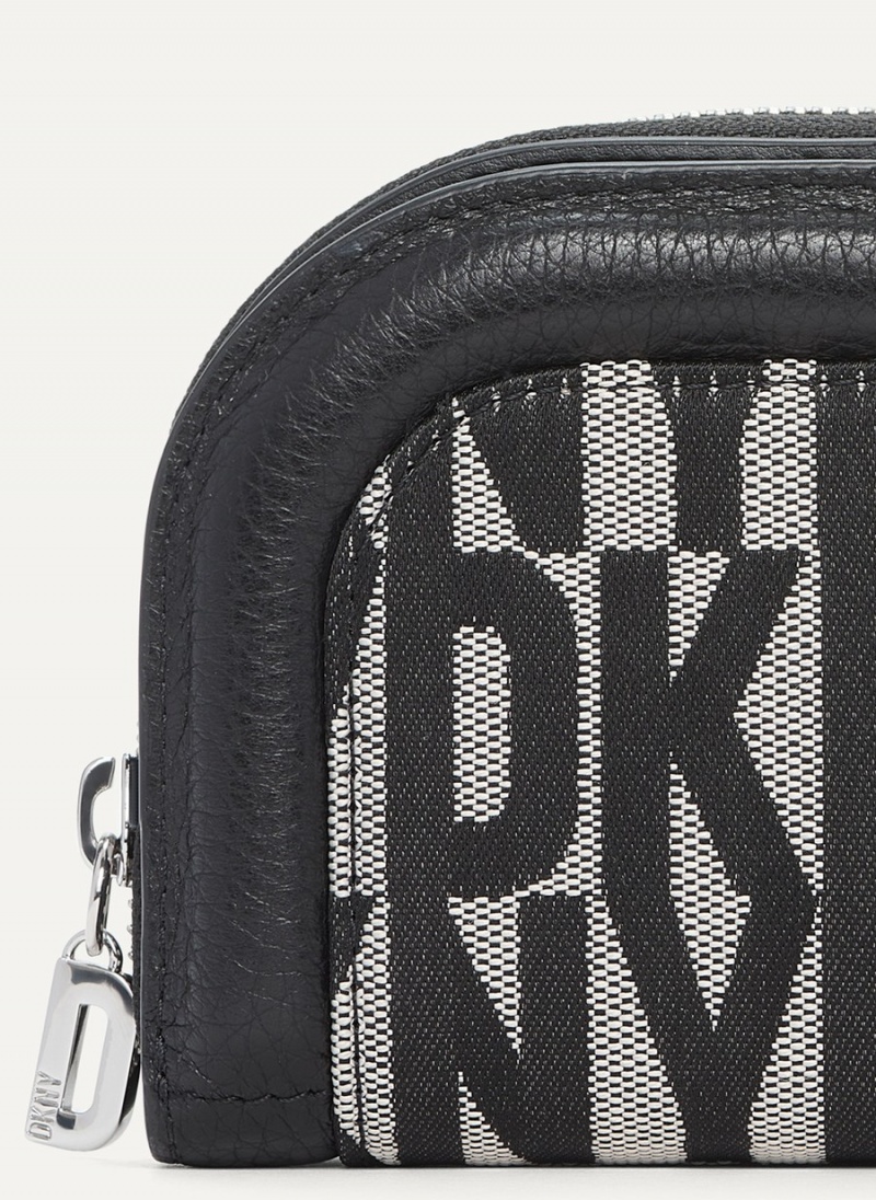 Women's Dkny Metro Half Zip Around Wallets Black | R8135529
