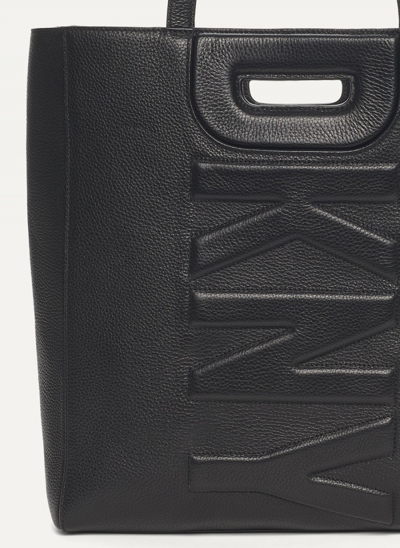Women's Dkny Metro Leather Editorial Tote Bags Black | Z1516090