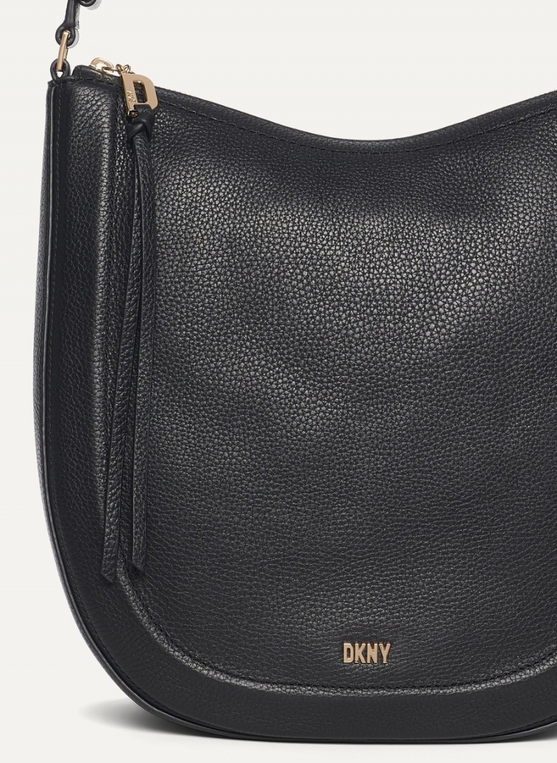 Women's Dkny Metro Leather Hobo Bag Black | F0077092
