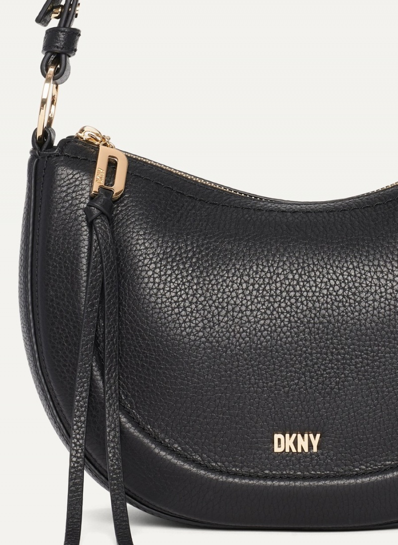 Women's Dkny Metro Leather Shoulder Bags Black | V7400600