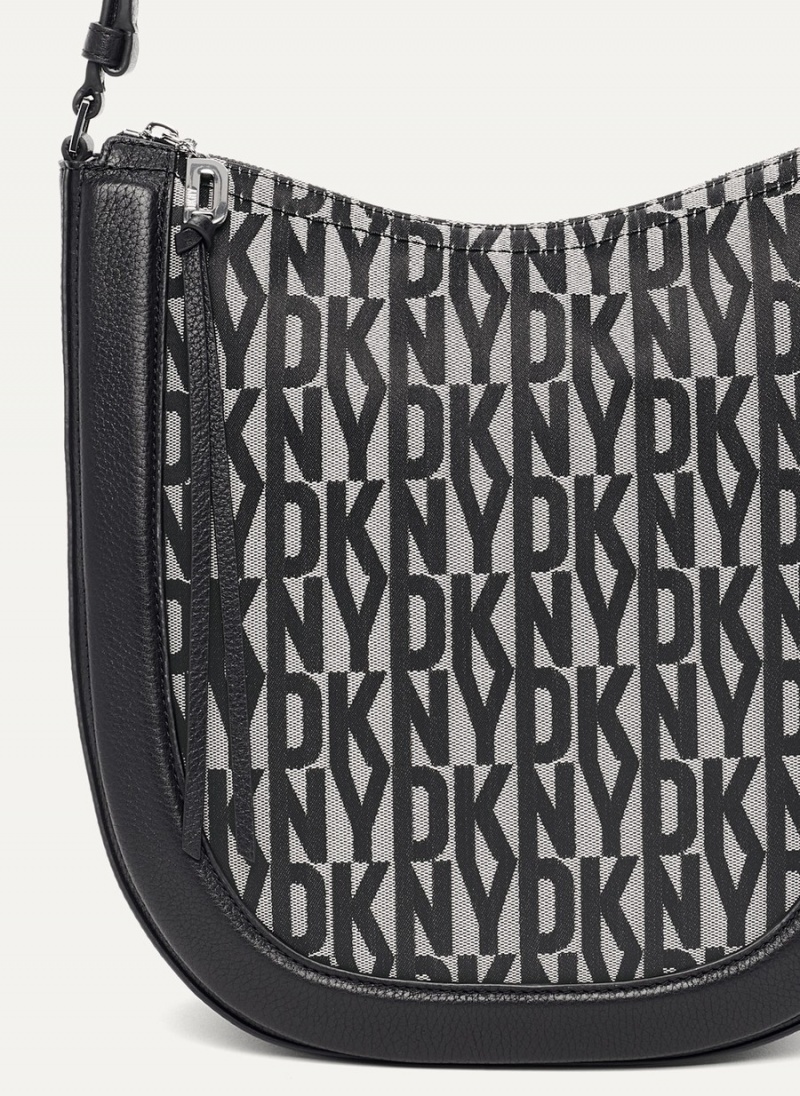 Women's Dkny Metro Logo Hobo Bag Black | P8376561