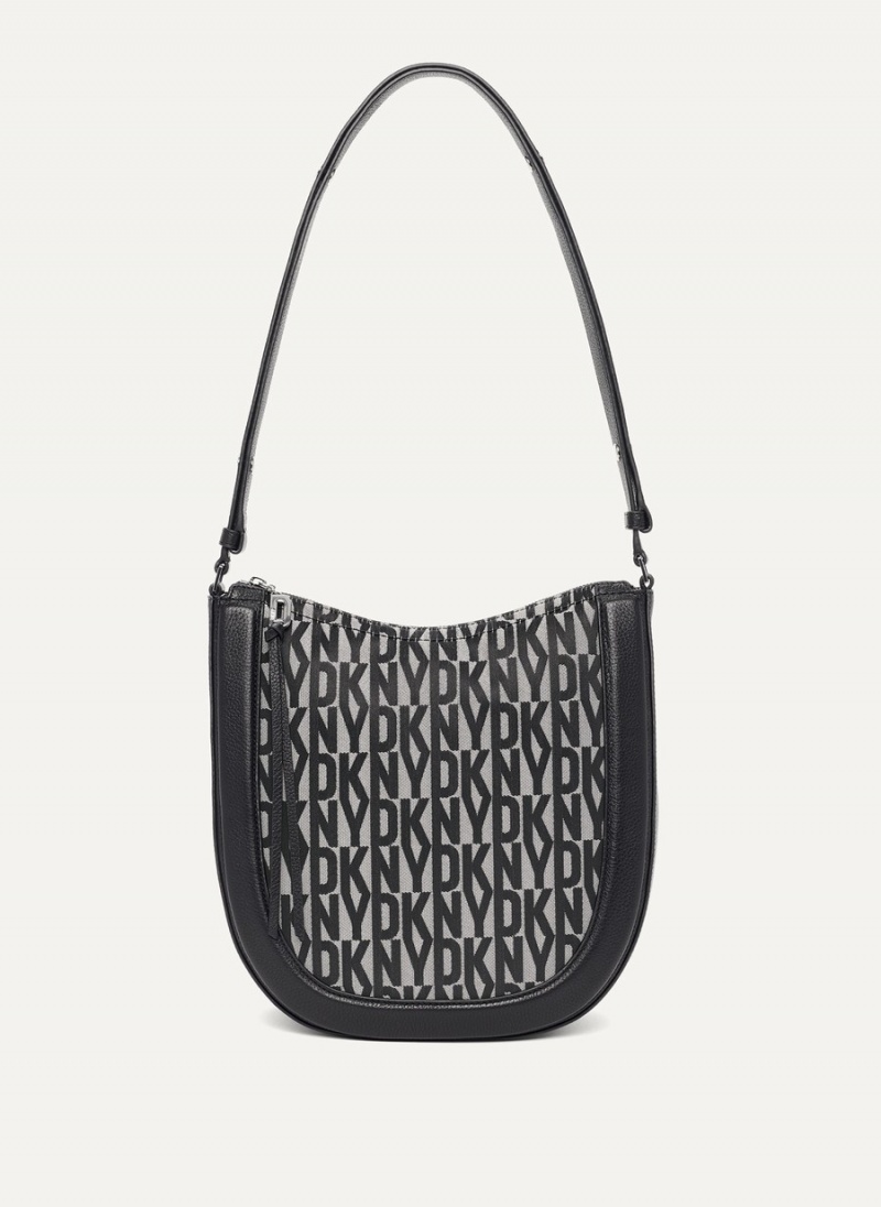 Women\'s Dkny Metro Logo Hobo Bag Black | P8376561
