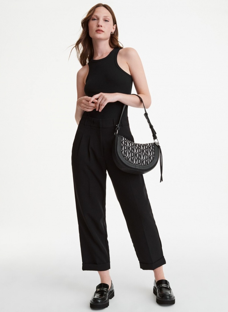 Women's Dkny Metro Logo Shoulder Bags Black | N3392936
