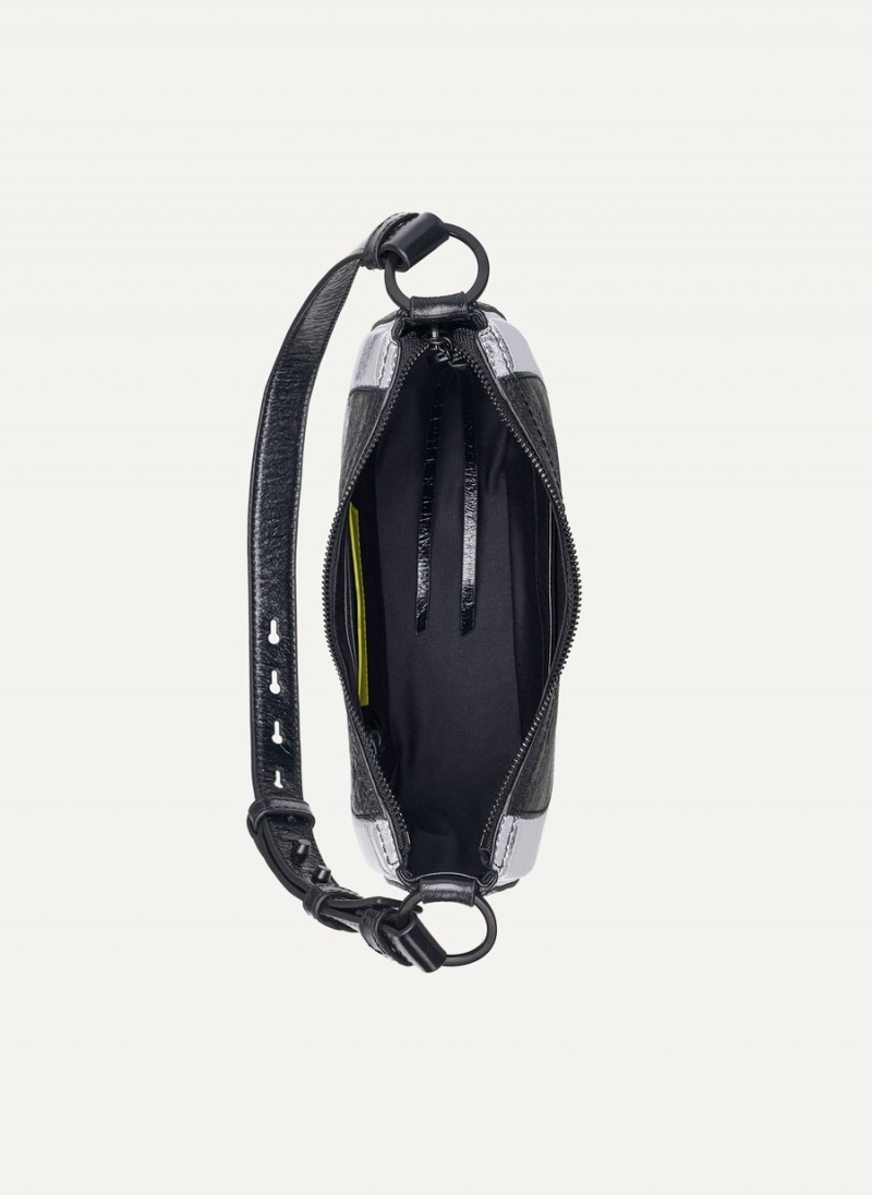 Women's Dkny Metro Metallic Shoulder Bags Black | R9852281