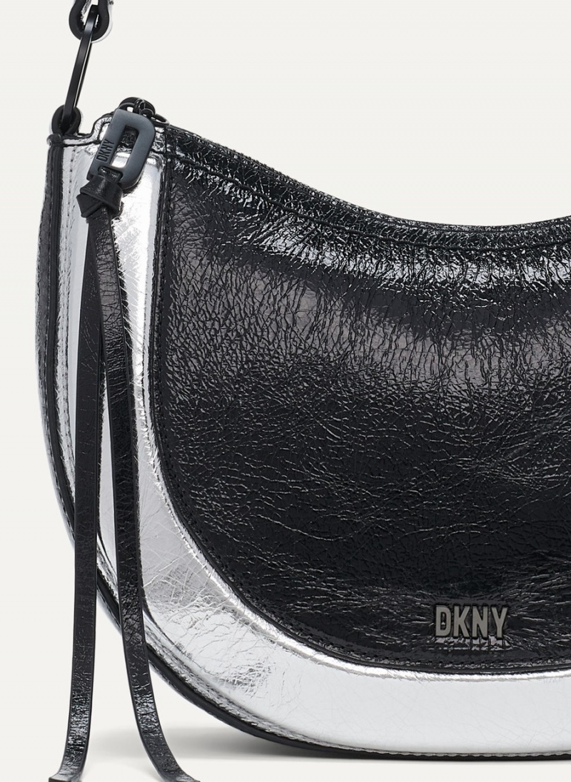Women's Dkny Metro Metallic Shoulder Bags Black | R9852281