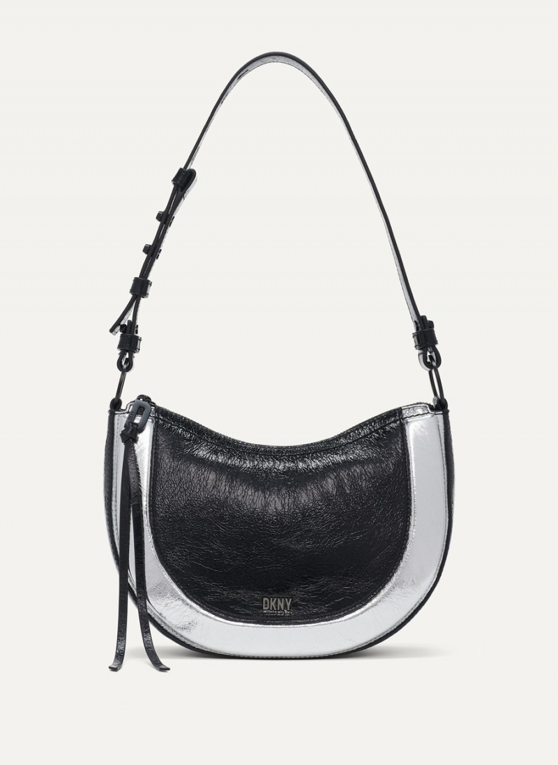 Women\'s Dkny Metro Metallic Shoulder Bags Black | R9852281