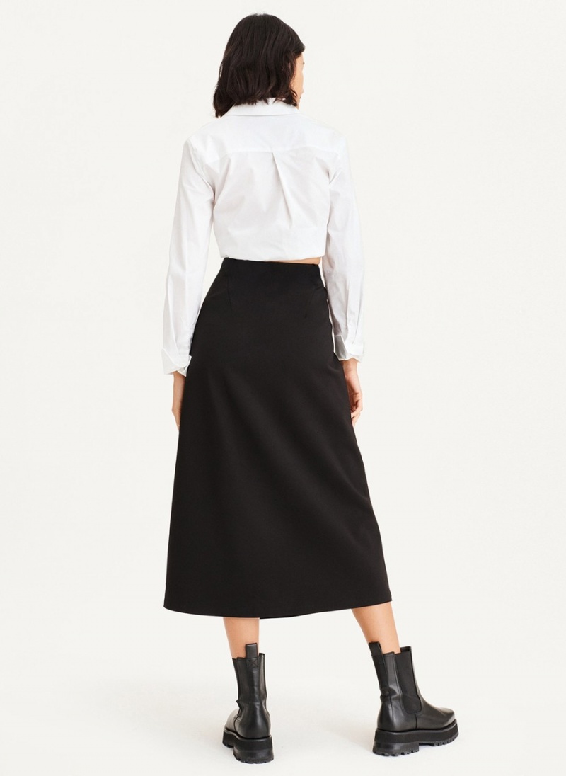 Women's Dkny Midi Faux Wrap Skirts Black | K2203098