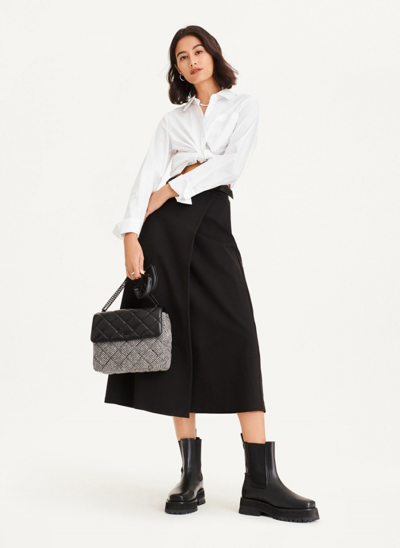 Women's Dkny Midi Faux Wrap Skirts Black | K2203098