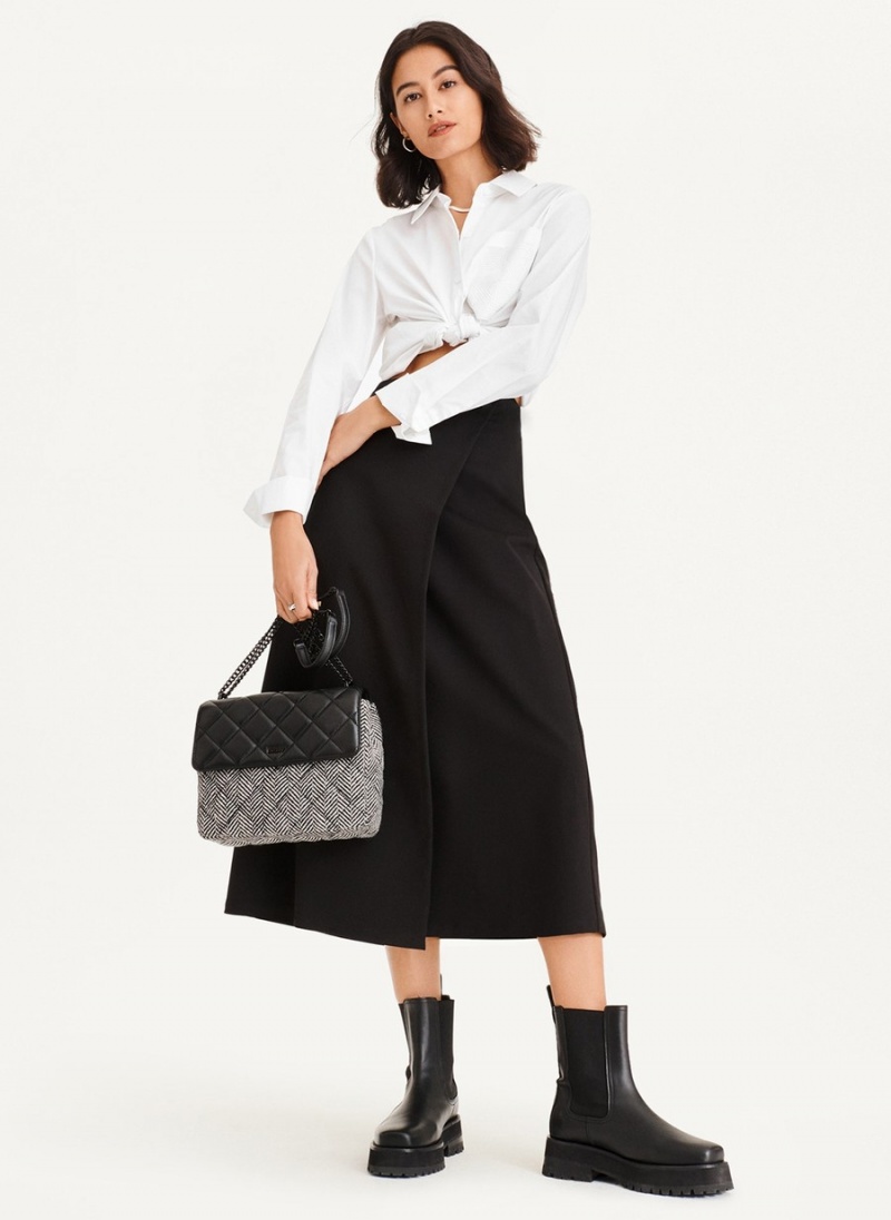 Women\'s Dkny Midi Faux Wrap Skirts Black | K2203098