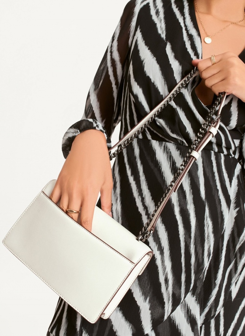 Women's Dkny Millie Flap Leather Shoulder Crossbody Bags White | B3346081