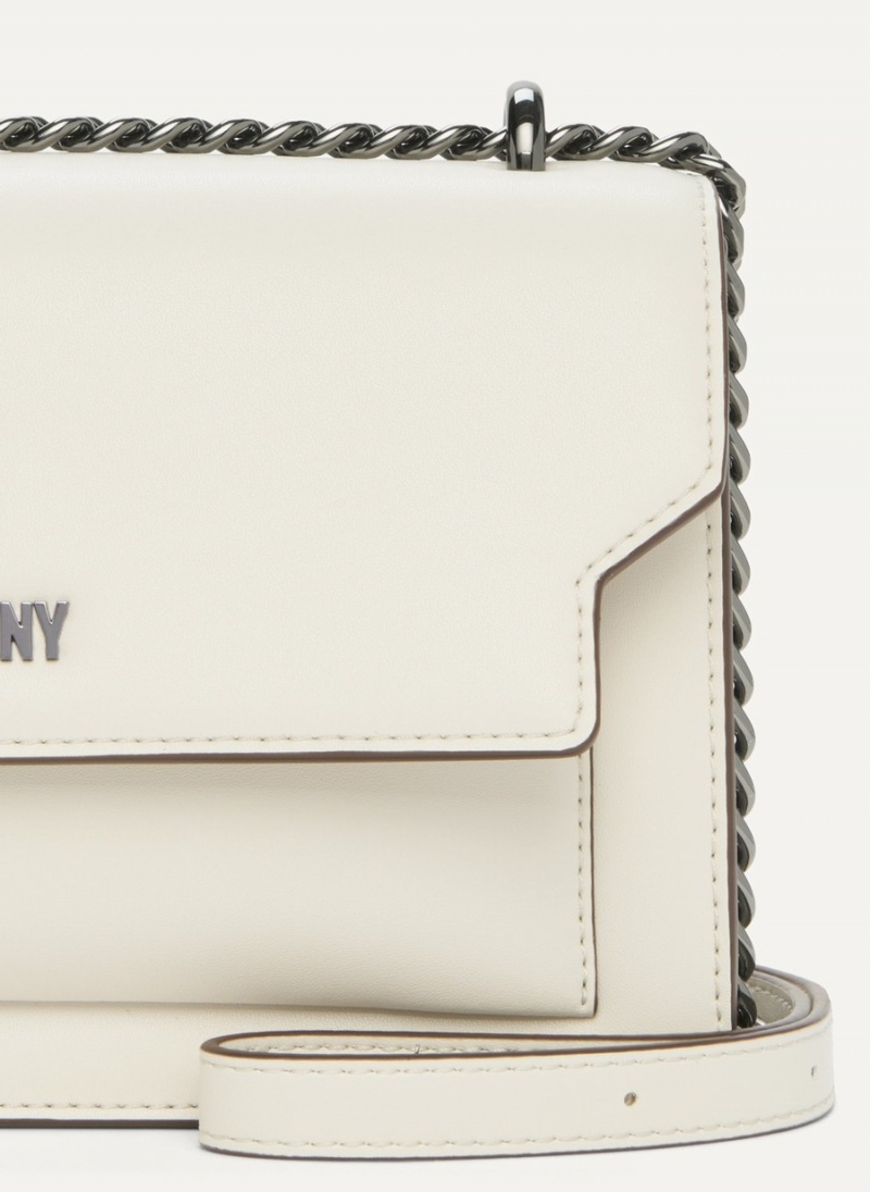 Women's Dkny Millie Flap Leather Shoulder Crossbody Bags White | B3346081