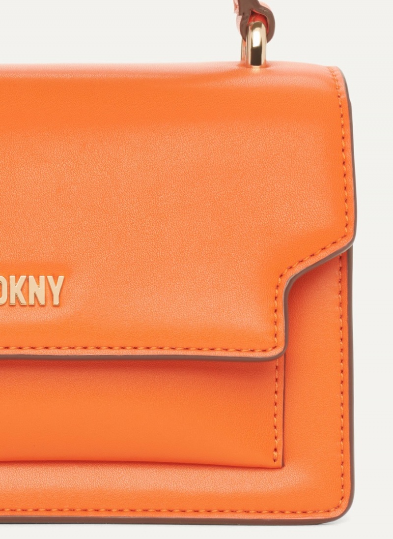 Women's Dkny Millie Leather Top Handle Tote Bags Orange | B2373251
