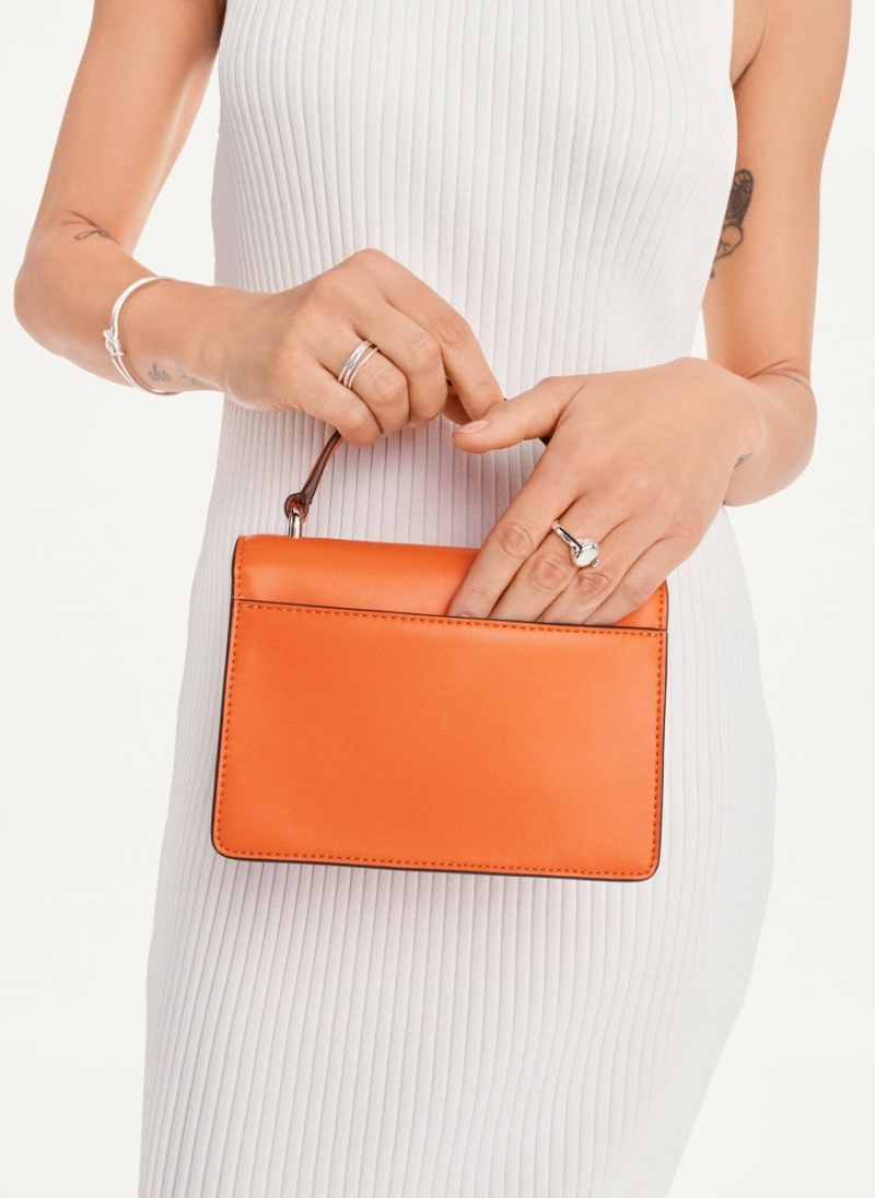 Women's Dkny Millie Leather Top Handle Tote Bags Orange | B2373251