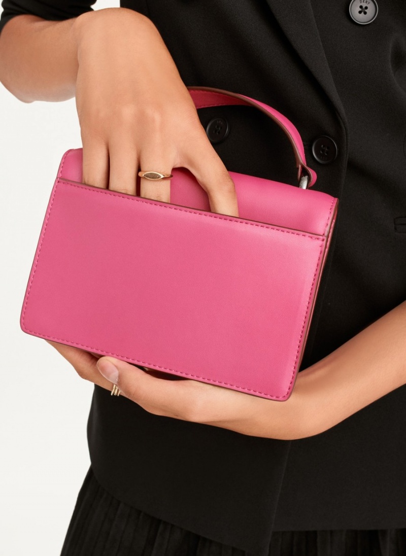 Women's Dkny Millie Leather Top Handle Tote Bags Pink | V2084360