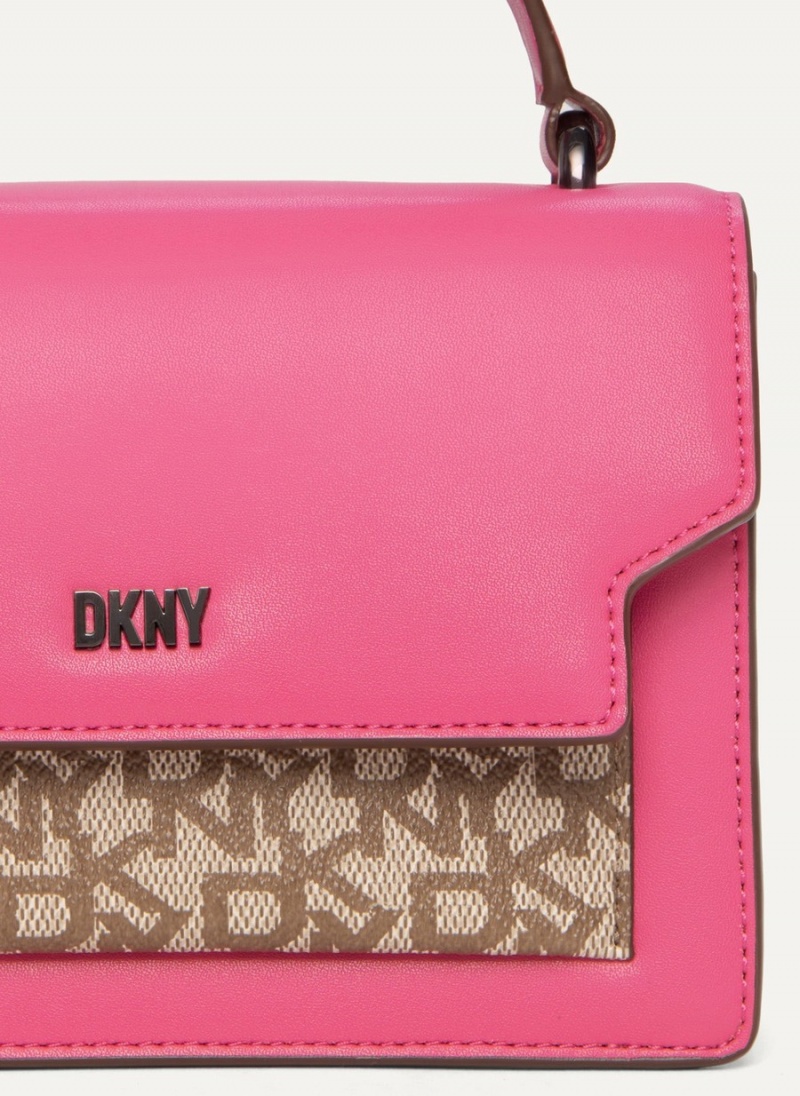 Women's Dkny Millie Leather Top Handle Tote Bags Pink | V2084360