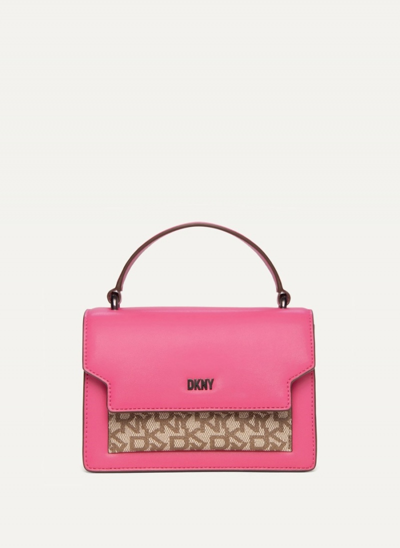 Women\'s Dkny Millie Leather Top Handle Tote Bags Pink | V2084360