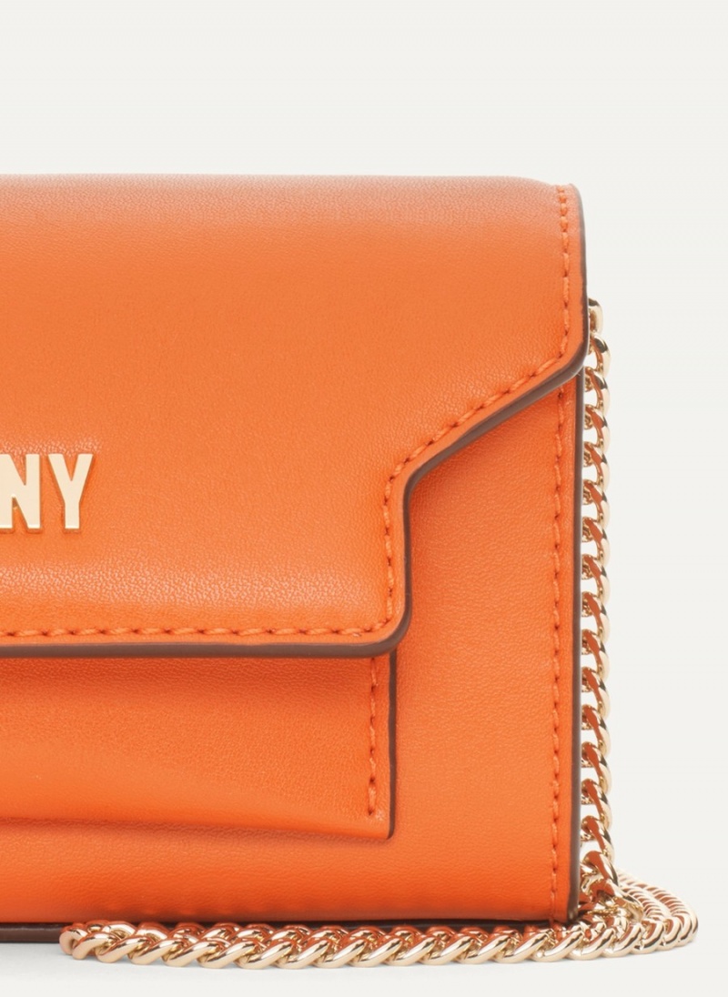 Women's Dkny Millie Micro Leather Flap Crossbody Bags Orange | P8491752