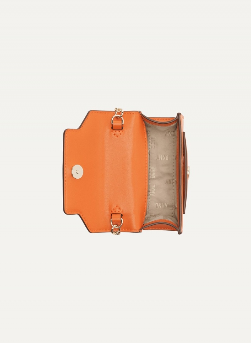 Women's Dkny Millie Micro Leather Flap Crossbody Bags Orange | P8491752