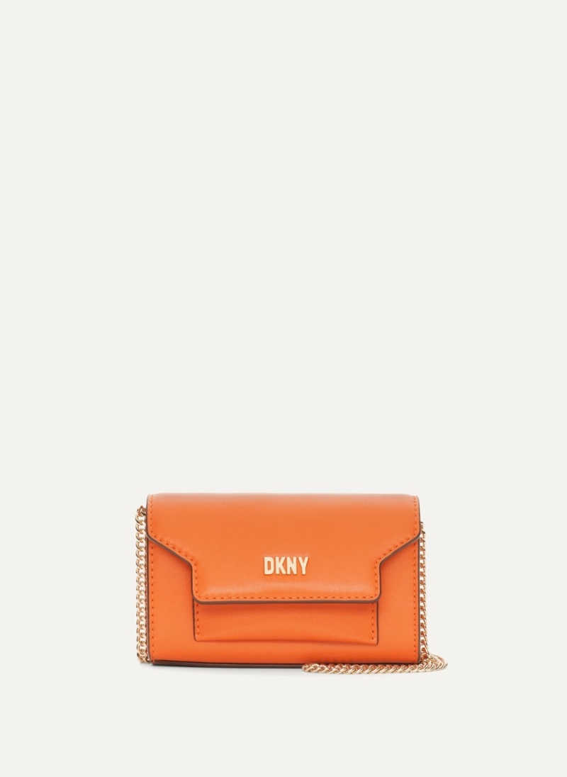 Women\'s Dkny Millie Micro Leather Flap Crossbody Bags Orange | P8491752