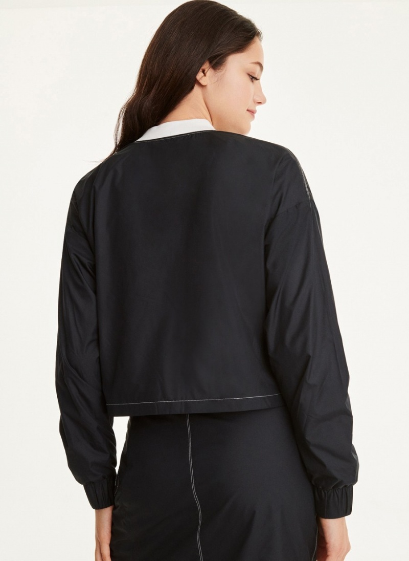 Women's Dkny Mini Rip-Stop With Jersey Lining Jackets Black | A9104866