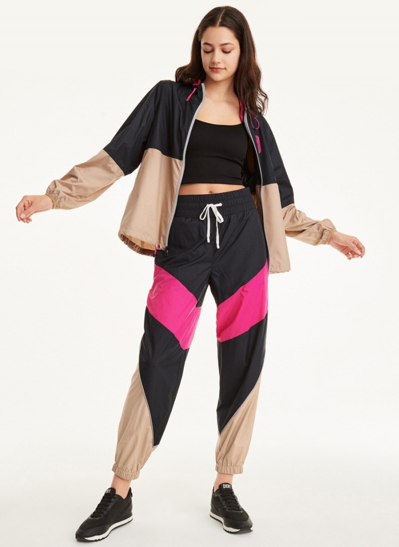 Women's Dkny Mini Rip-Stop With Reflective Piping Pants Black | B8341157