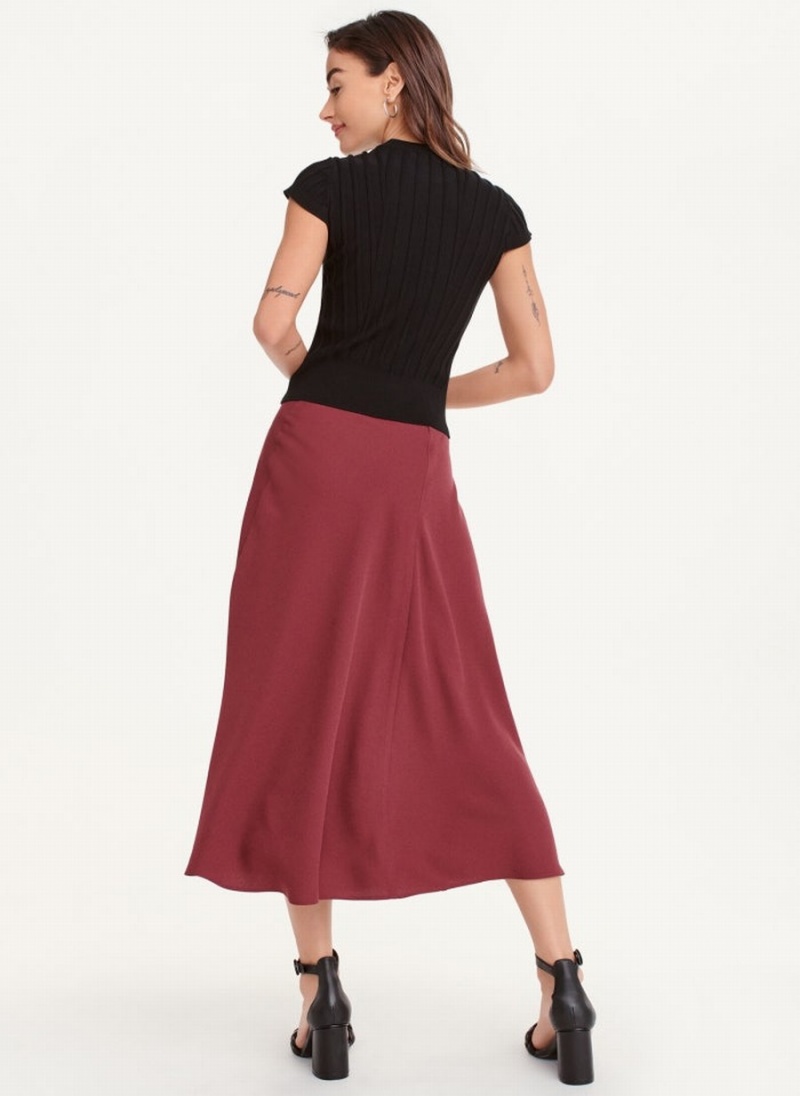 Women's Dkny Mix Media Panel Skirts Red | Y1604562