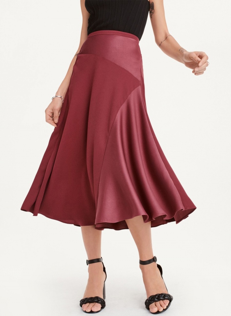Women's Dkny Mix Media Panel Skirts Red | Y1604562