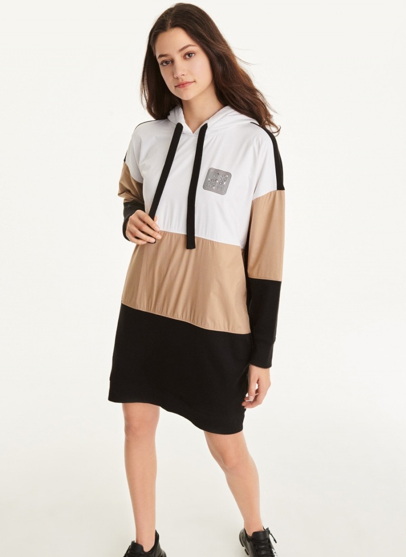 Women's Dkny Mixed Media Hoodie Dress Black | M3036501