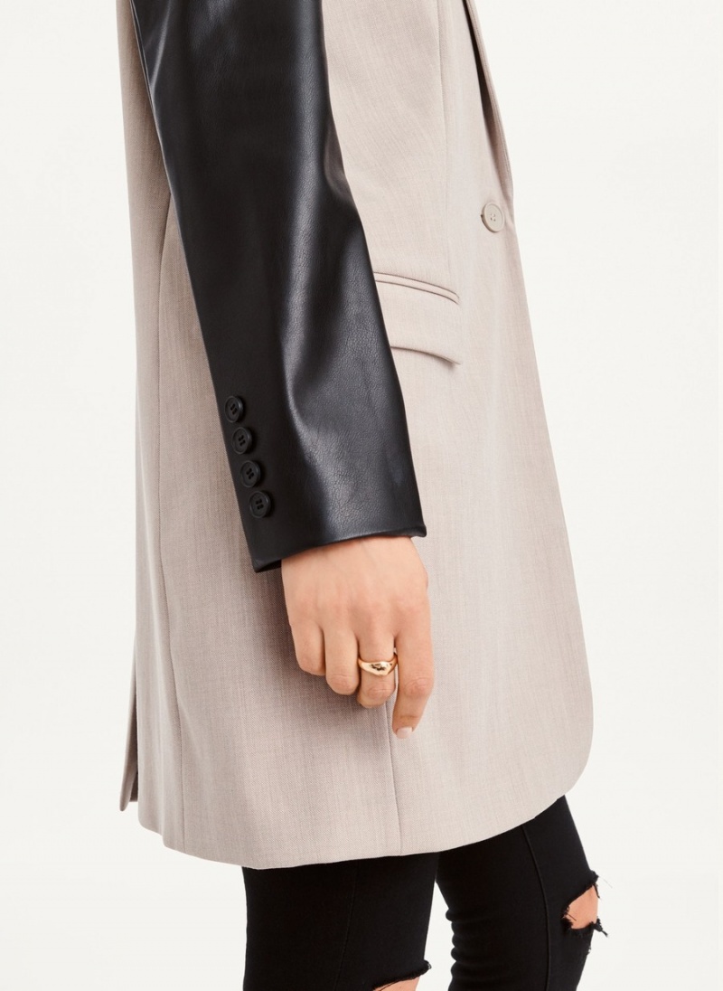 Women's Dkny Mixed Media Tailored Jackets Black | Q0674005