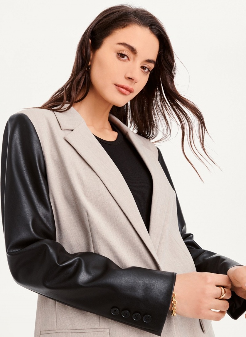 Women's Dkny Mixed Media Tailored Jackets Black | Q0674005