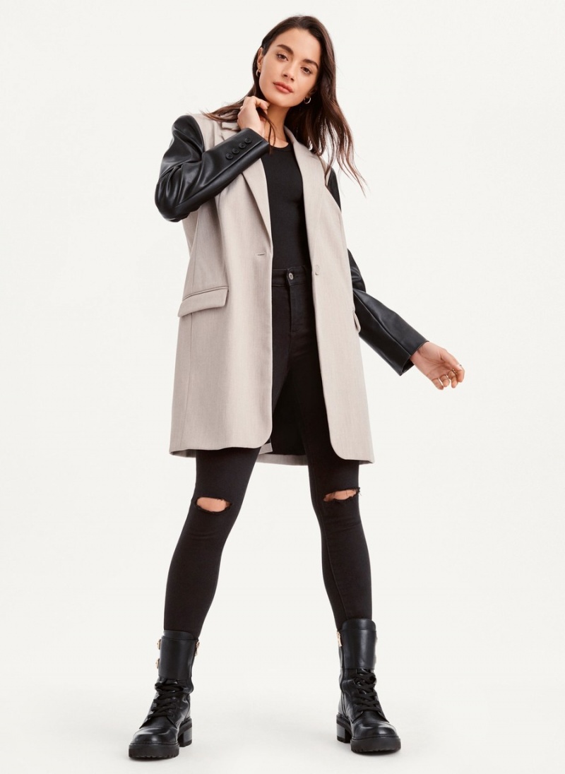 Women's Dkny Mixed Media Tailored Jackets Black | Q0674005