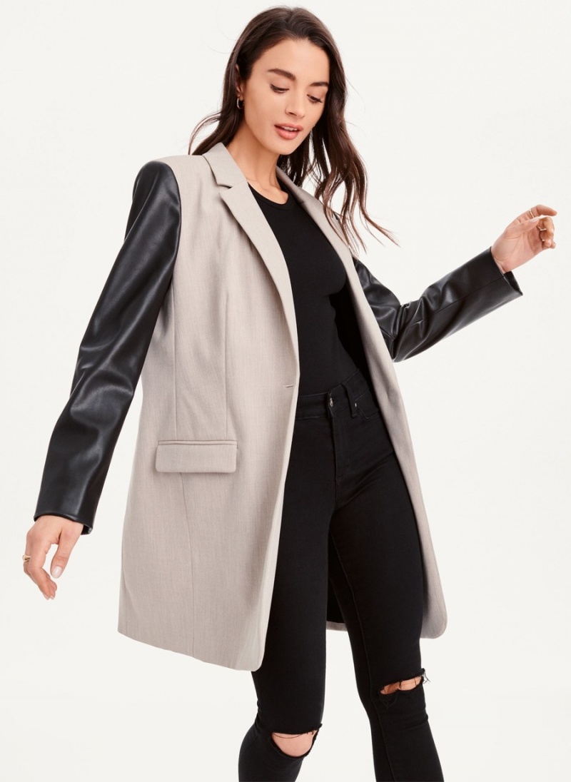 Women's Dkny Mixed Media Tailored Jackets Black | Q0674005