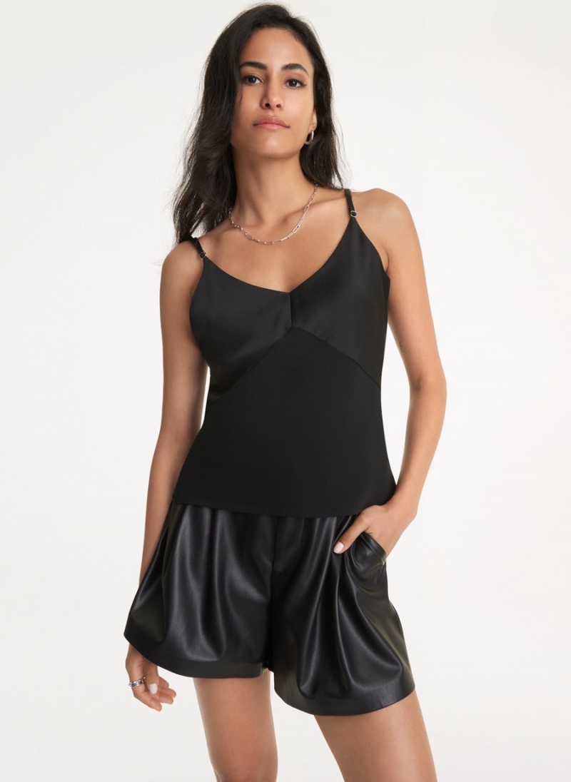 Women's Dkny Mixed Media Tank Top Black | U6131700