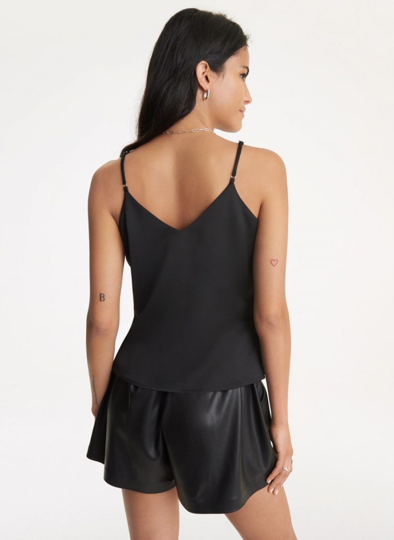 Women's Dkny Mixed Media Tank Top Black | U6131700