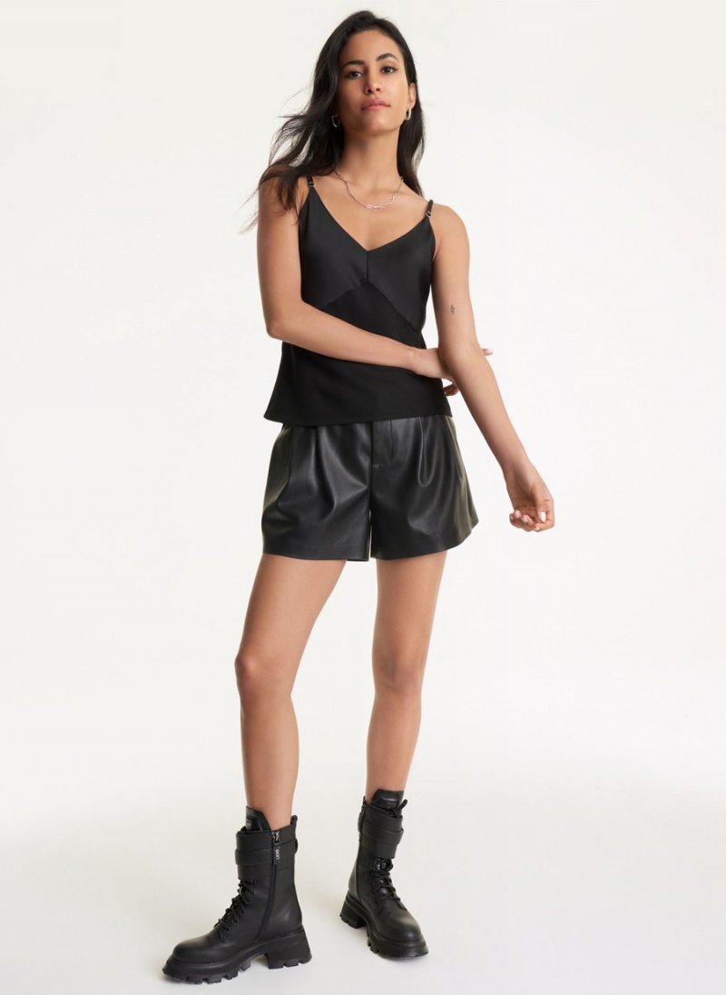 Women\'s Dkny Mixed Media Tank Top Black | U6131700