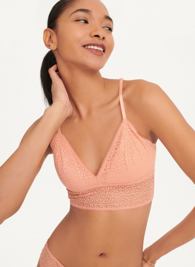 Women's Dkny Modern Lace Longline Racerback Bras Pink | X9912451