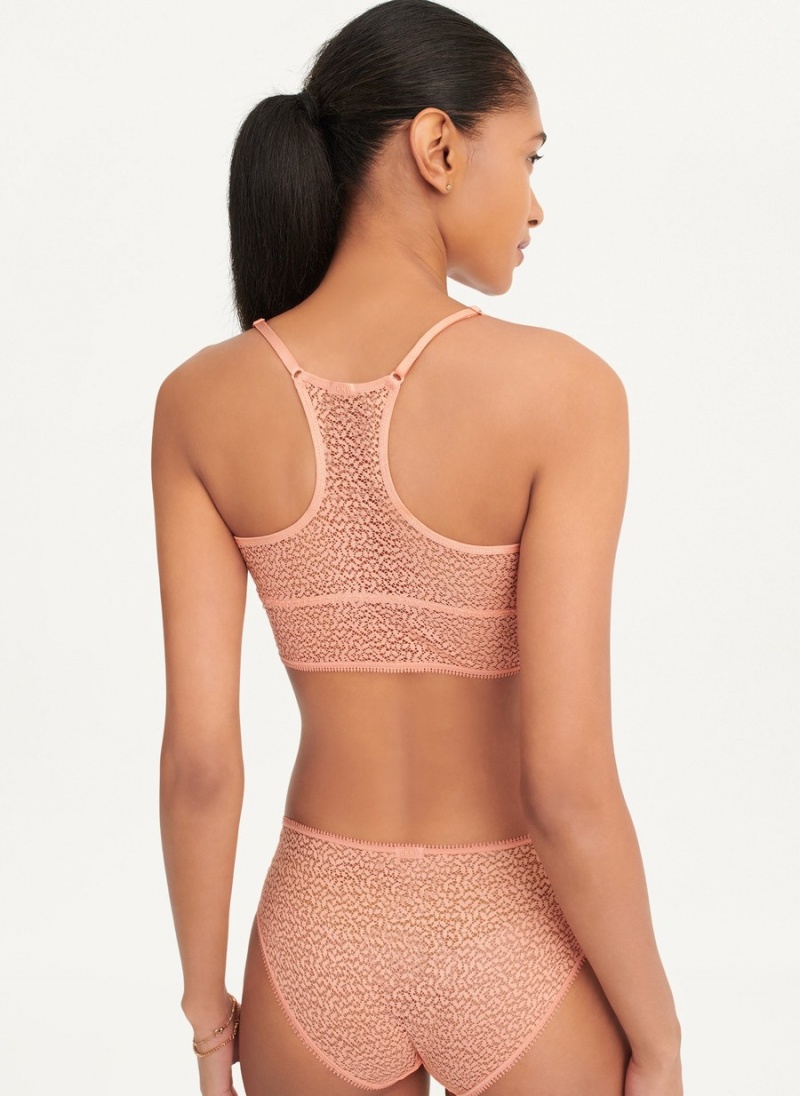 Women's Dkny Modern Lace Longline Racerback Bras Pink | X9912451