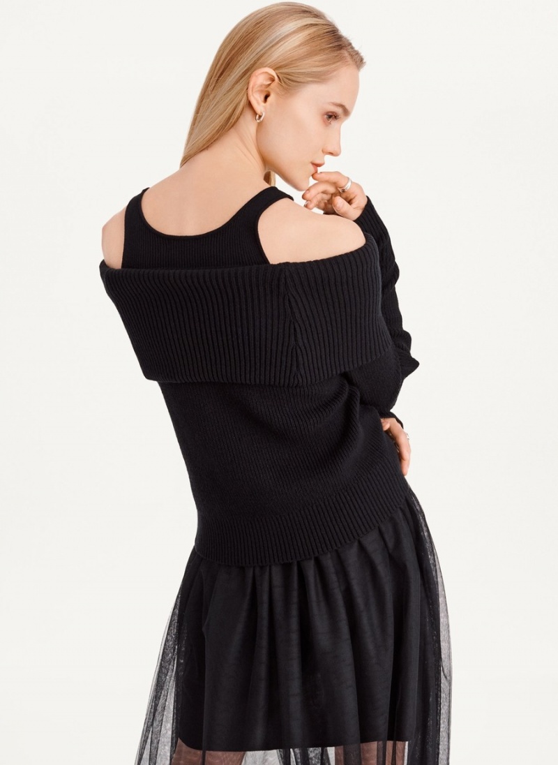 Women's Dkny Off Shoulder Tank Sweaters Black | J1835099