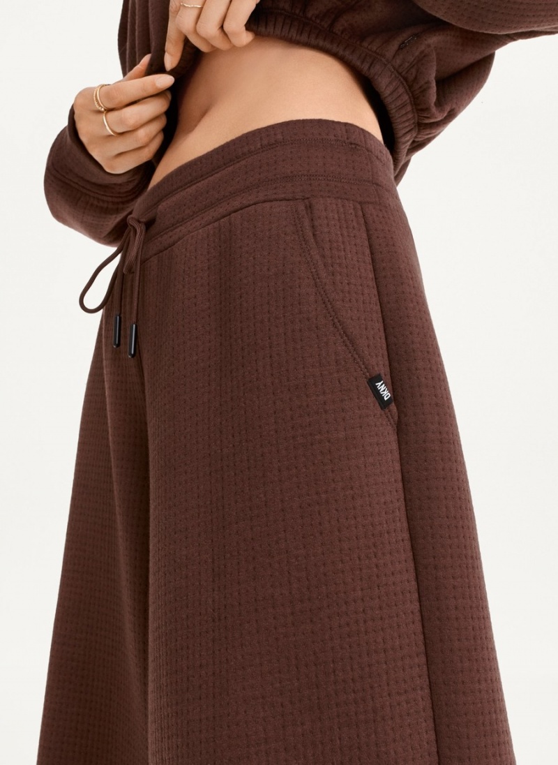 Women's Dkny Ottoman Knit Wide Leg Pants Burgundy | Z3471928